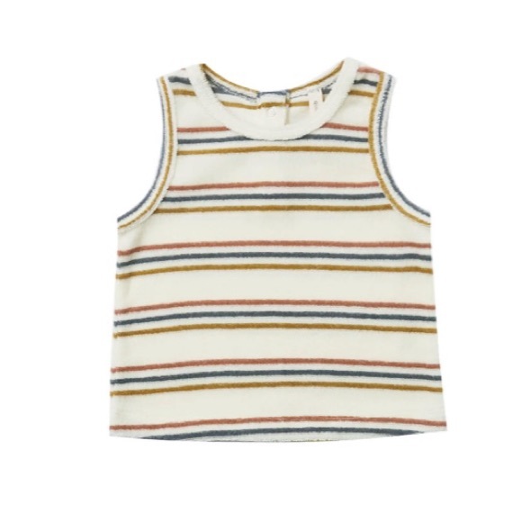 Quincy Mae Terry Tank in Retro Stripe - Picture 2 of 2